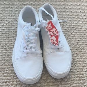 Brand new white lace up canvas Vans
